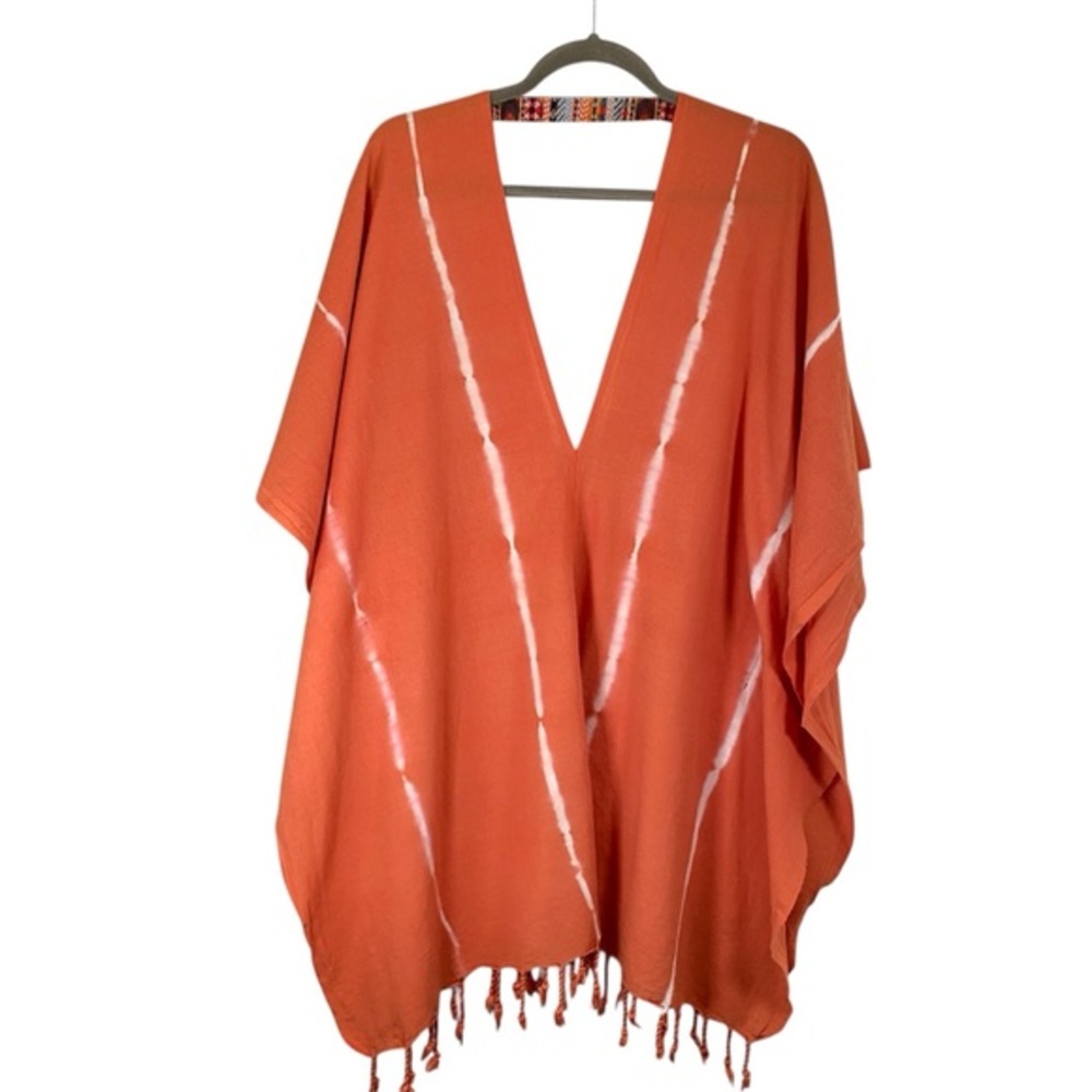 OCEAN‎ TRIBE Tangerine Tie Dye Poncho Cover Up OS